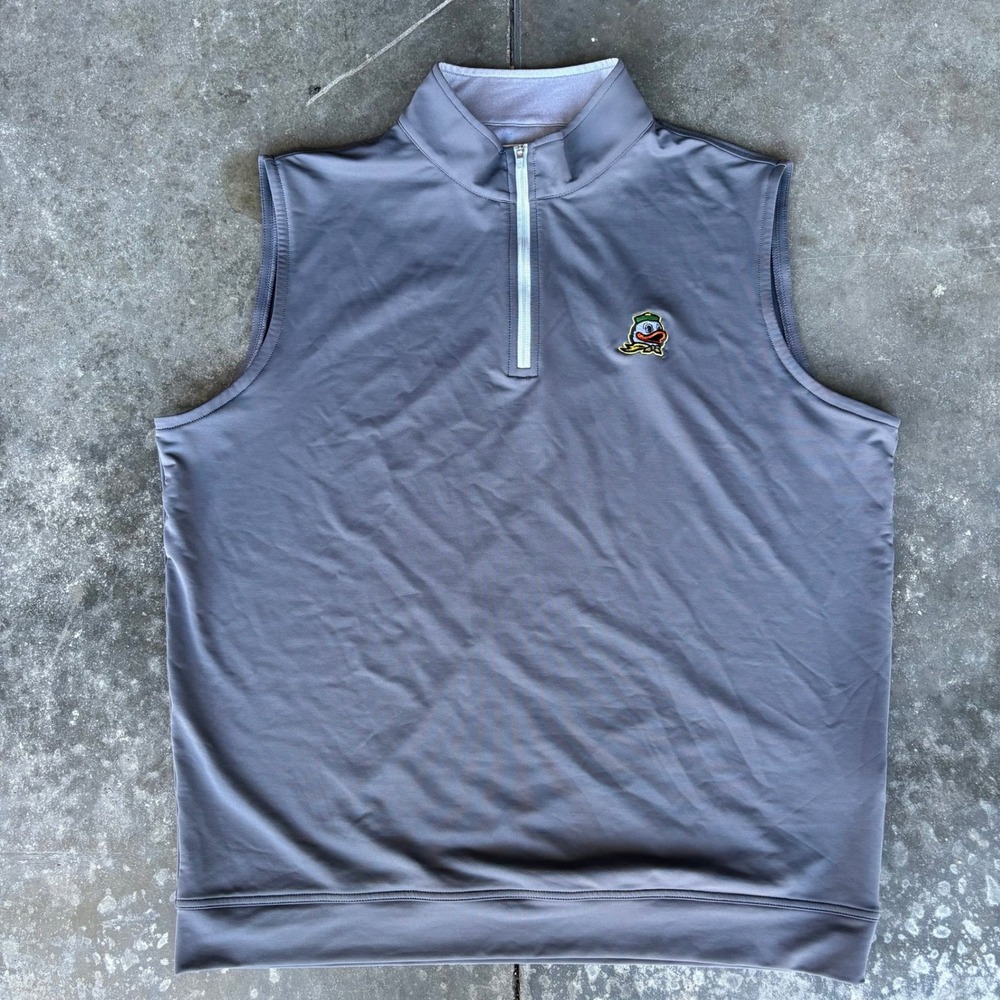 Peter Millar Galway Stretch Loop Terry 1/4 Zip Vest Men's XL Iron Oregon Ducks